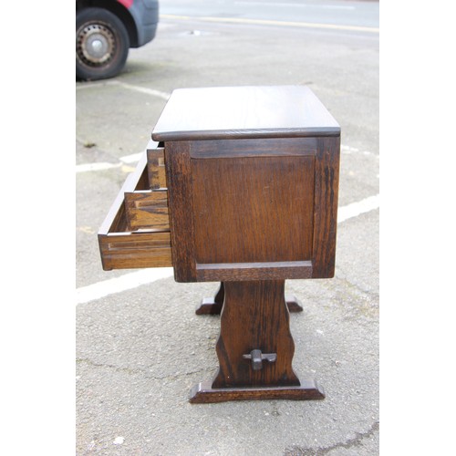 37 - THREE DRAWER OAK UNIT