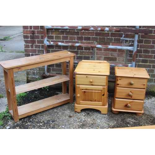 125 - 2 X PINE BEDSIDE TABLES AND PINE CONSOLE TABLE
100 X 28 X 76CM