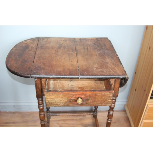 26 - ANTIQUE DROP-LEAF WORK TABLE
55 X 50 X 80CM