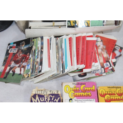 359 - BOX OF VINTAGE FOOTBALL CARDS, GAMES ETC