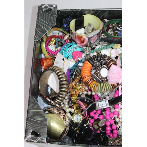 402 - BOX OF COSTUME JEWELLERY AND WATCHES