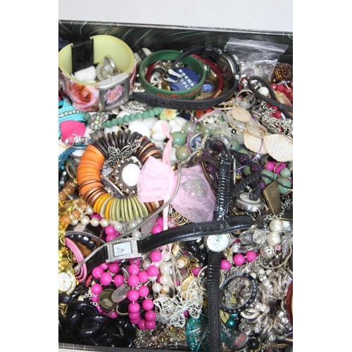 402 - BOX OF COSTUME JEWELLERY AND WATCHES