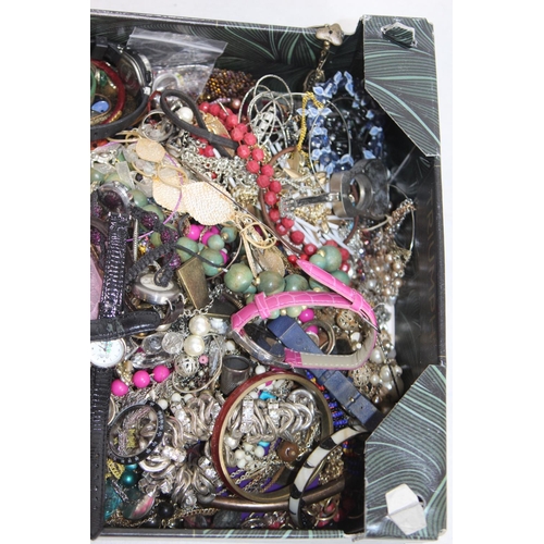 402 - BOX OF COSTUME JEWELLERY AND WATCHES