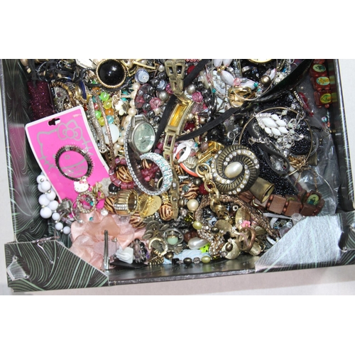 403 - BOX OF COSTUME JEWELLERY AND WATCHES