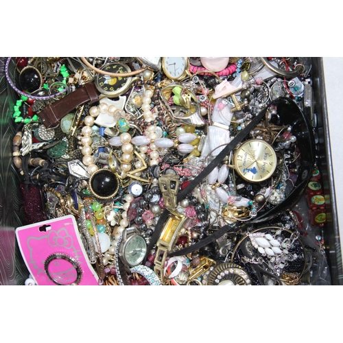 403 - BOX OF COSTUME JEWELLERY AND WATCHES