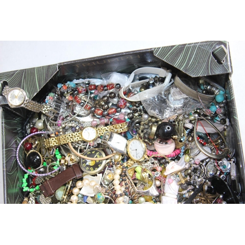 403 - BOX OF COSTUME JEWELLERY AND WATCHES