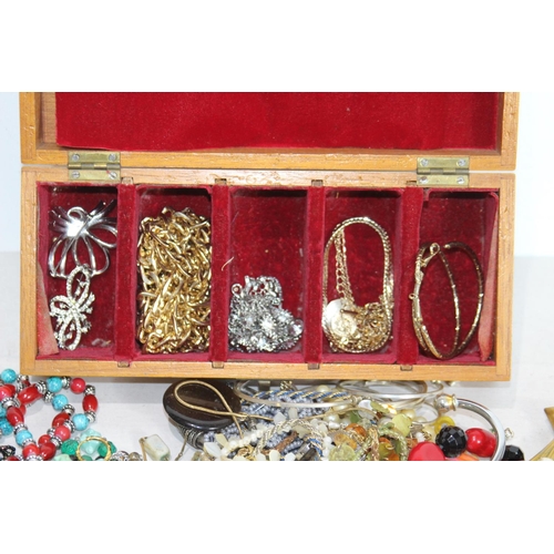 437 - LARGE BOX OF COSTUME JEWELLERY ETC