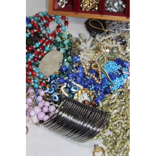 437 - LARGE BOX OF COSTUME JEWELLERY ETC