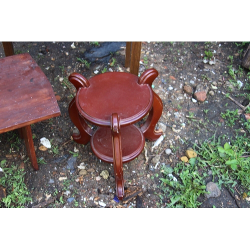 57 - 3 X SIDE TABLES, CHAIR AND SEWING BOX