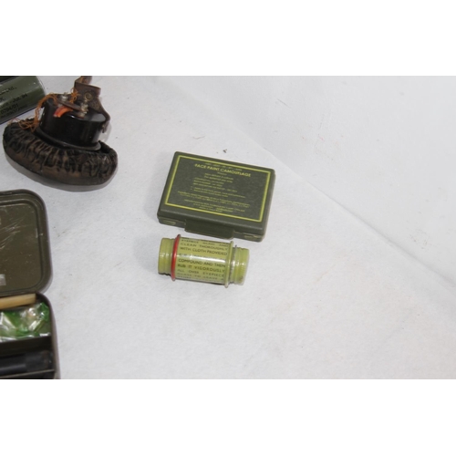 635 - BOX OF MILITARY EPHEMERA INCLUDING GUN CLEANING KIT