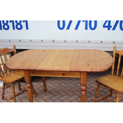 70 - PINE TABLE AND 3 CHAIRS
103 X 81 X 79CM