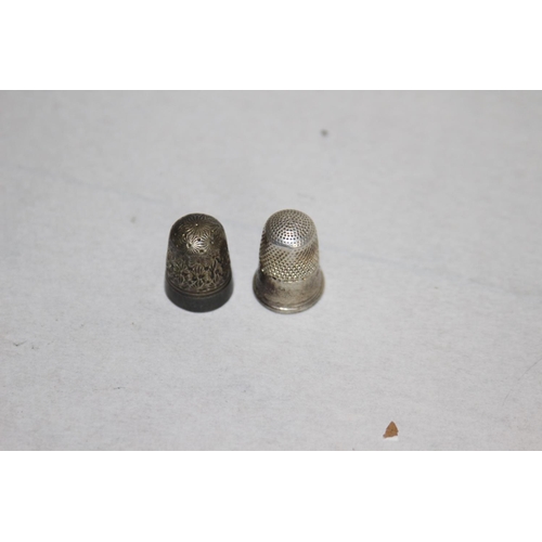 899 - 2 X THIMBLES 1 X SILVER MARKED CH AND 1 X SILVER PLATE MARKED CH DORCAS
2.5CM