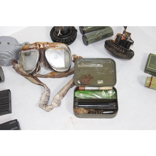 635 - BOX OF MILITARY EPHEMERA INCLUDING GUN CLEANING KIT