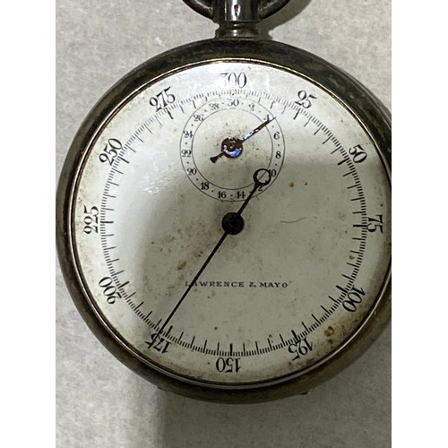 905 - ANTIQUE UNUSAL LAWRENCE AND MAYO STOPWATCH - SWISS HALLMARK - MARKED 925 SILVER
GLASS MISSING
5 X 7 ... 