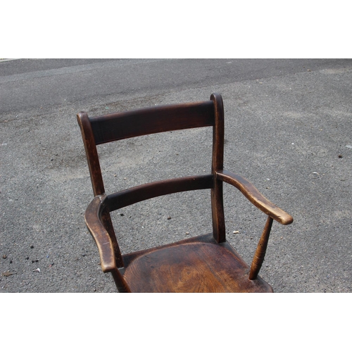 11 - ANTIQUE ELM CARVER CHAIR - A/F
55 X 86CM