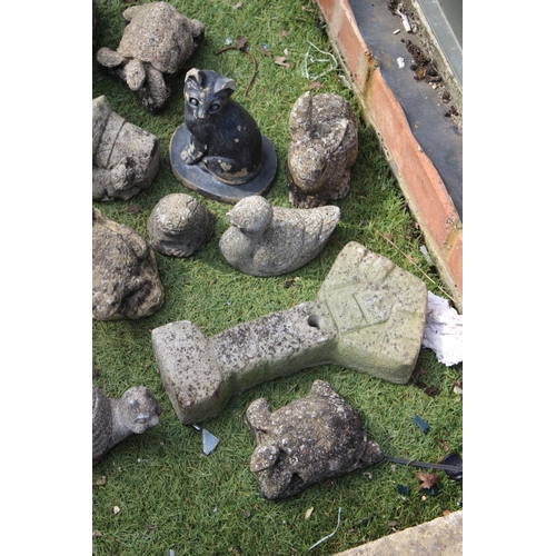 50 - LARGE QUANTITY OF STONE ANIMALS 
TALLEST 30CM