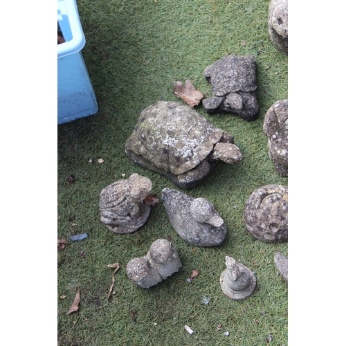 50 - LARGE QUANTITY OF STONE ANIMALS 
TALLEST 30CM