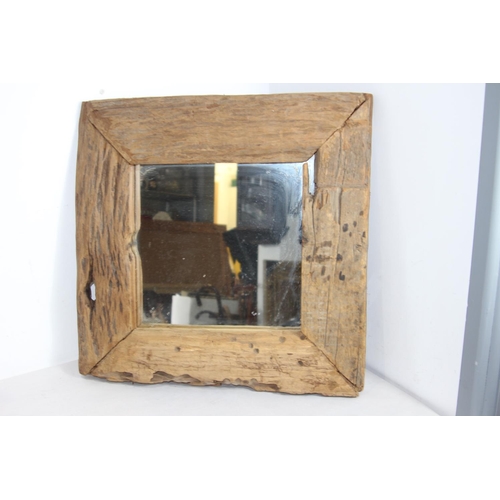 132 - RECLAIMED WOODEN FRAMED MIRROR
58 X 58CM