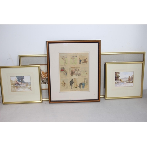 147 - 3 x PRINTS AND 2 WATERCOLOURS
39 X 33CM