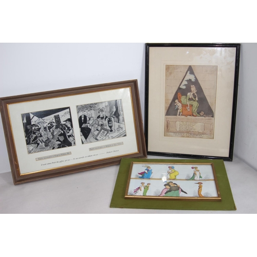 162 - 3 X INTERESTING CARICATURE PRINTS
56 X 34CM