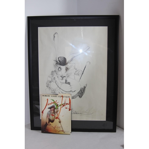 170 - RALPH STEADMAN WHITE RABBIT ALICE IN WONDERLAND PICTURE AND BOOK
60 X 79CM