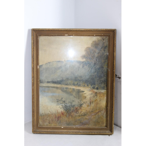 173 - SIGNED WATERSIDE WATERCOLOUR
59 X 46CM