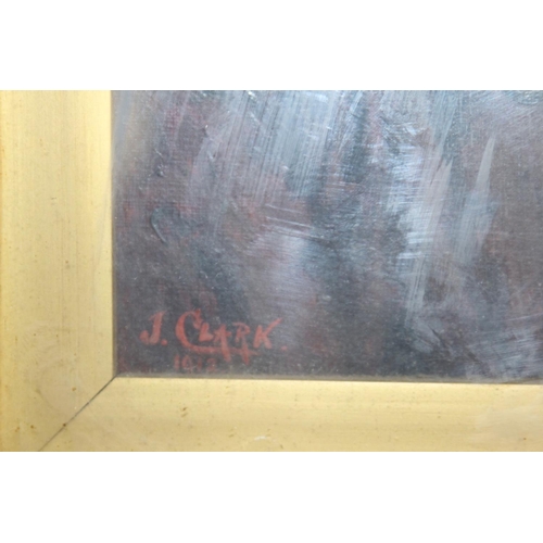 184 - ANTIQUE SIGNED PORTRAIT OIL ON CANVAS BY J CLARK - 1912
49 X 44CM