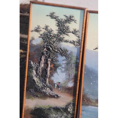 216 - 4 X ORIENTAL PANELS 
61 X 24CM