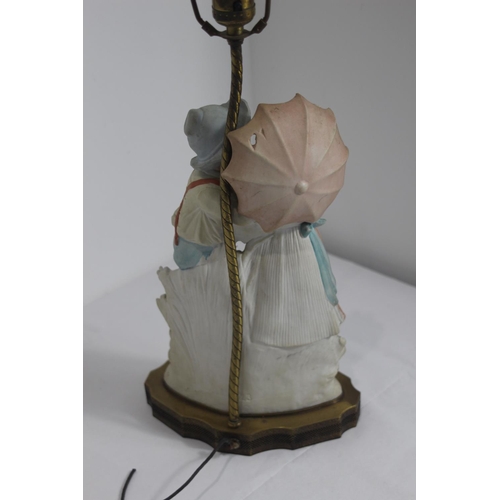 272 - ANTIQUE CERAMIC LAMP FOR BOY AND GIRL 
65CM