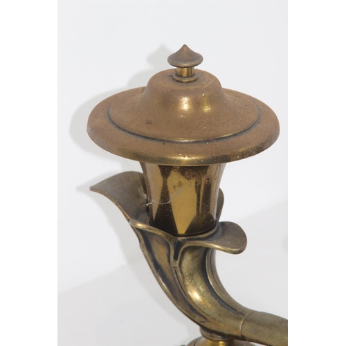 284 - PAIR OF ANTIQUE BRASS SIDE LAMPS
39CM