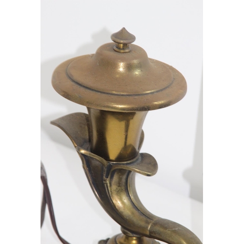 284 - PAIR OF ANTIQUE BRASS SIDE LAMPS
39CM