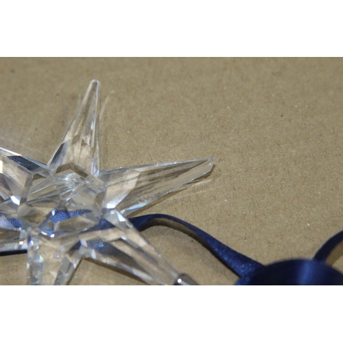 340 - 3 X SWAROVSKI HANGING DECORATIONS 
8.5CM STAR IS CHIPPED