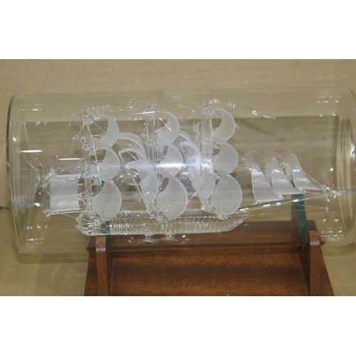 419 - THE CUTTY SARK GLASS SHIP IN A BOTTLE 
33CM