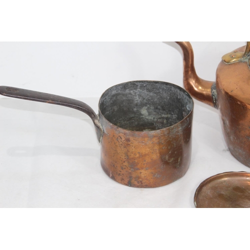 493 - COPPER KETTLE AND PAN