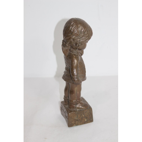 496 - VINTAGE MOULDED SPELTER GIRL FIGURE SIGNED K MORRIS
23CM