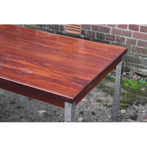 74 - RETRO ROSEWOOD AND CHROME TABLE 
120 X 74 X 72CM