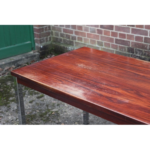 74 - RETRO ROSEWOOD AND CHROME TABLE 
120 X 74 X 72CM