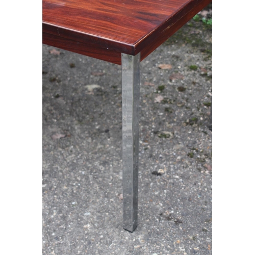 74 - RETRO ROSEWOOD AND CHROME TABLE 
120 X 74 X 72CM