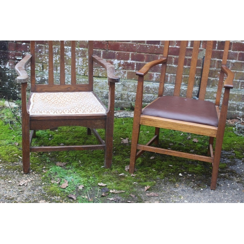 85 - 2 X ART AND CRAFT CARVER CHAIRS 
62 X 50 X 112CM