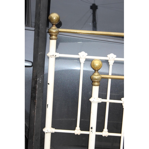 30 - VINTAGE IRON AND BRASS BED FRAME 
4FT - 124 X 130 X 182CM