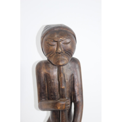 636 - LARGE ETHNIC WOODEN CARVED FIGURE 
75CM