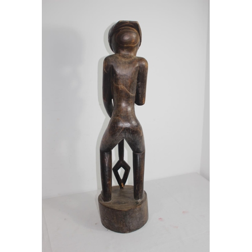 636 - LARGE ETHNIC WOODEN CARVED FIGURE 
75CM