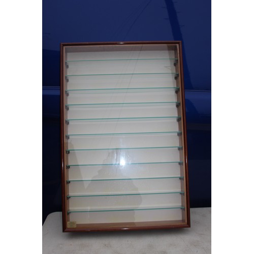 136 - HAND MADE GLASS AND WOOD WALL MOUNTED TOY DISPLAY CASE
56 X 83 X 9CM