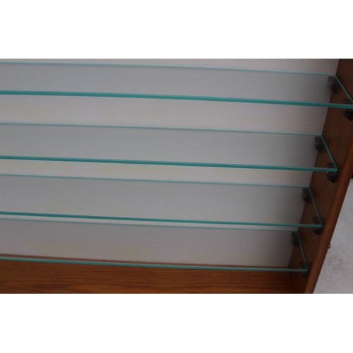 136 - HAND MADE GLASS AND WOOD WALL MOUNTED TOY DISPLAY CASE
56 X 83 X 9CM