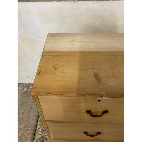 1 - VICTORIAN PINE CHEST OF DRAWERS 
107 X 45 X 92CM