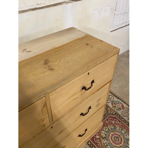 1 - VICTORIAN PINE CHEST OF DRAWERS 
107 X 45 X 92CM