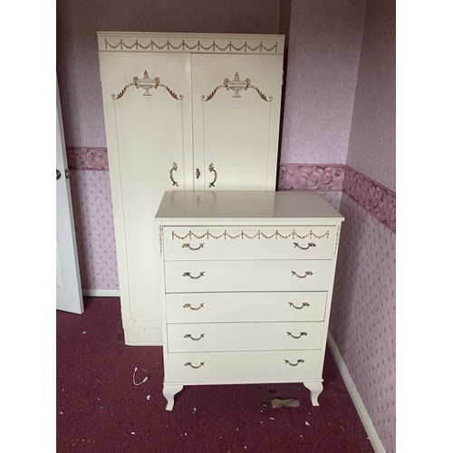 16 - QUEEN ANNE CHEST OF DRAWERS AND WARDROBES 
76 X 42 X 99CM AND 86 X 53 X 168CM