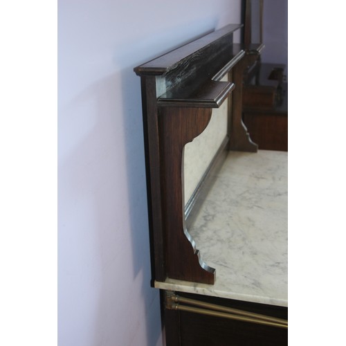 21 - EDWARDIAN MARBLE TOPPED WASH STAND 
106 X 48 X 129CM