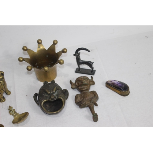 674 - BOX OF INTERESTING BRASS OBJECTS