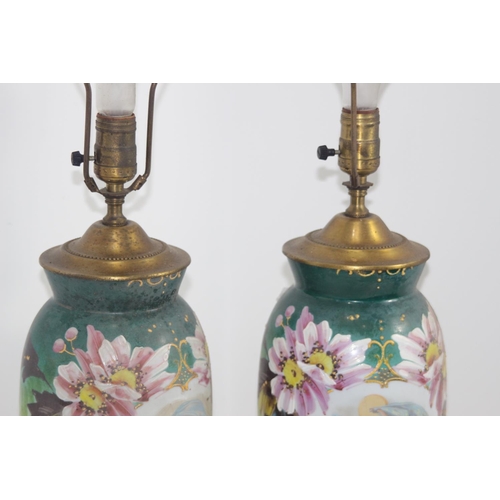 257 - PAIR OF ANTIQUE LAMPS 
74CM